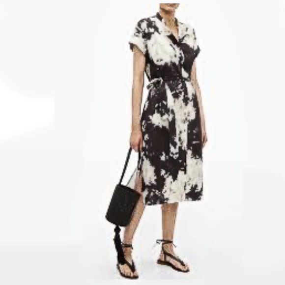 Sea Black Ione Short-sleeve Tie-dye Shirtdress